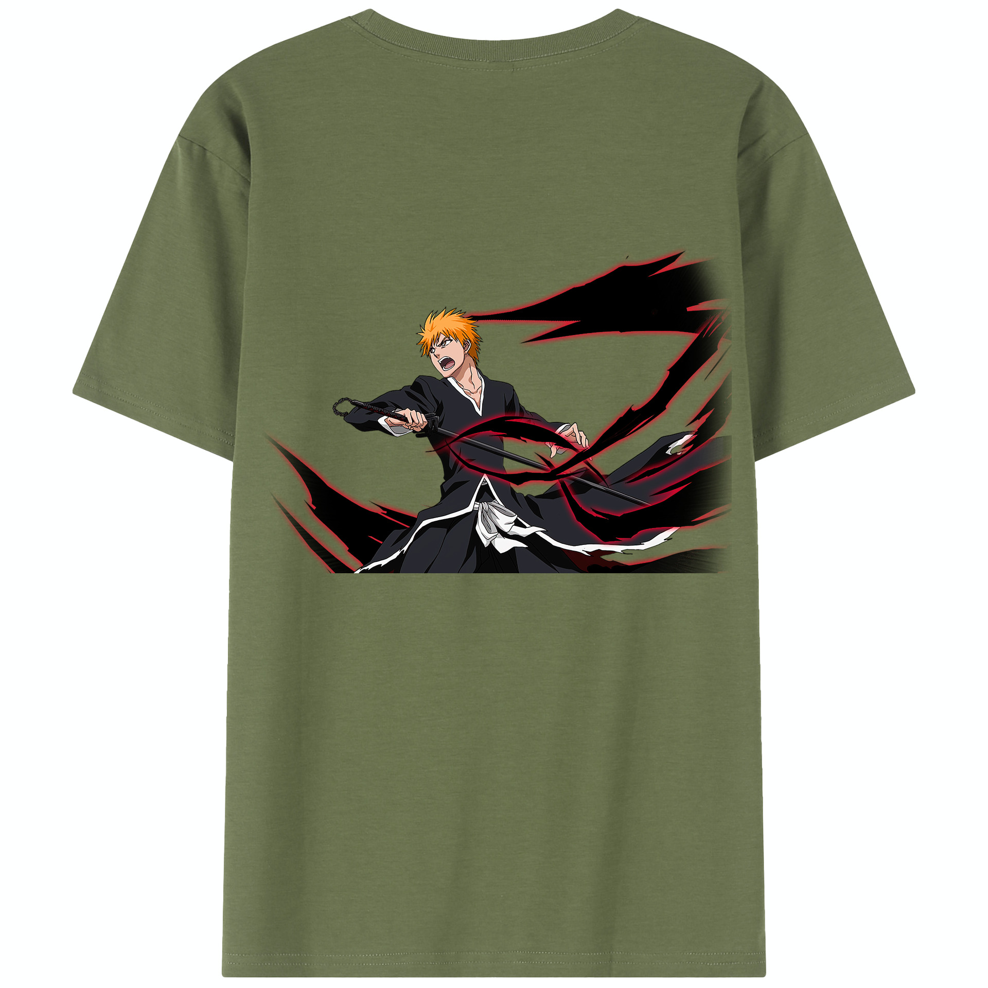 （画像用） ブリーチ 黒崎一護（くろさき いちご）BLEACH Kurosaki Ichigo 綿100％半袖Tシャツ（背面プリント）